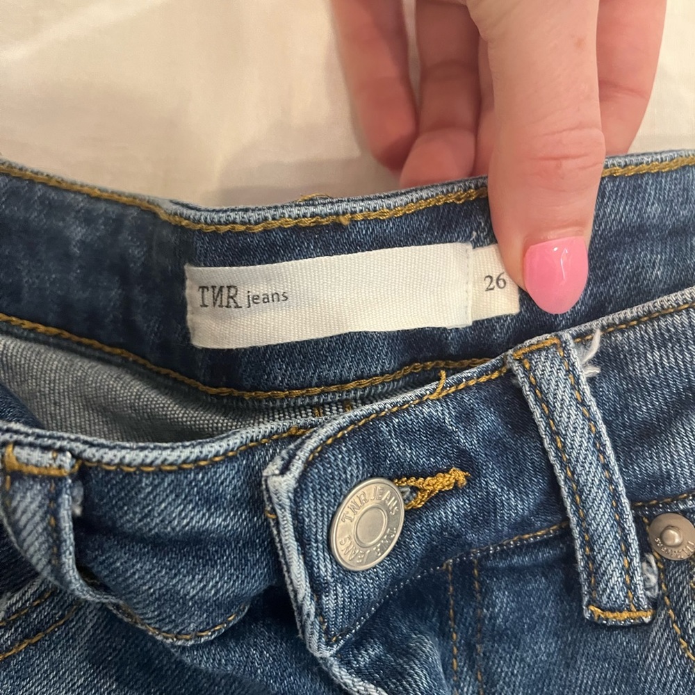 High Rise Distressed Straight Jean - Picture 4 of 5